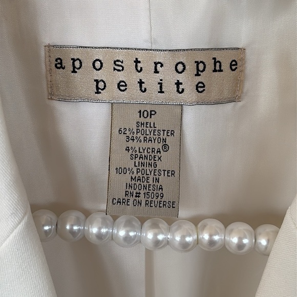 Apostrophe Petite White Buttoned Blazer Tailored Suit Jacket Lined Office Spring - Picture 5 of 14